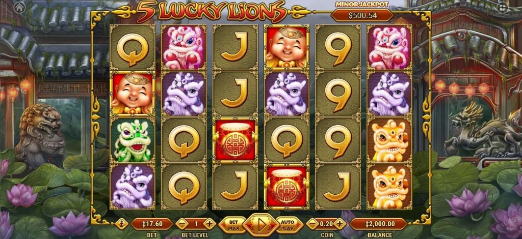 5 Lucky Lions bitcoin casino slot game