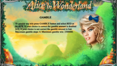 How to use the gamble feature in the Alice in Wonderland slot game at crypto casinos