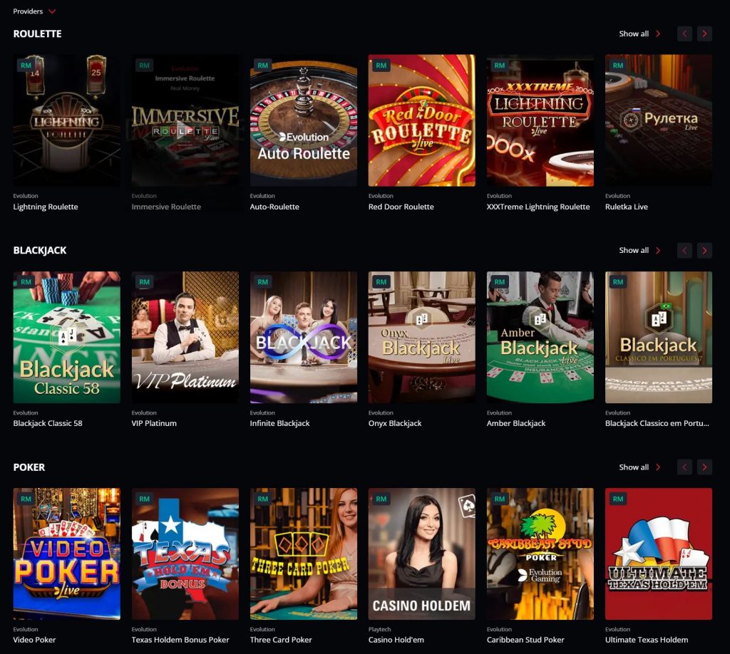 Starda Live Casino games with crypto